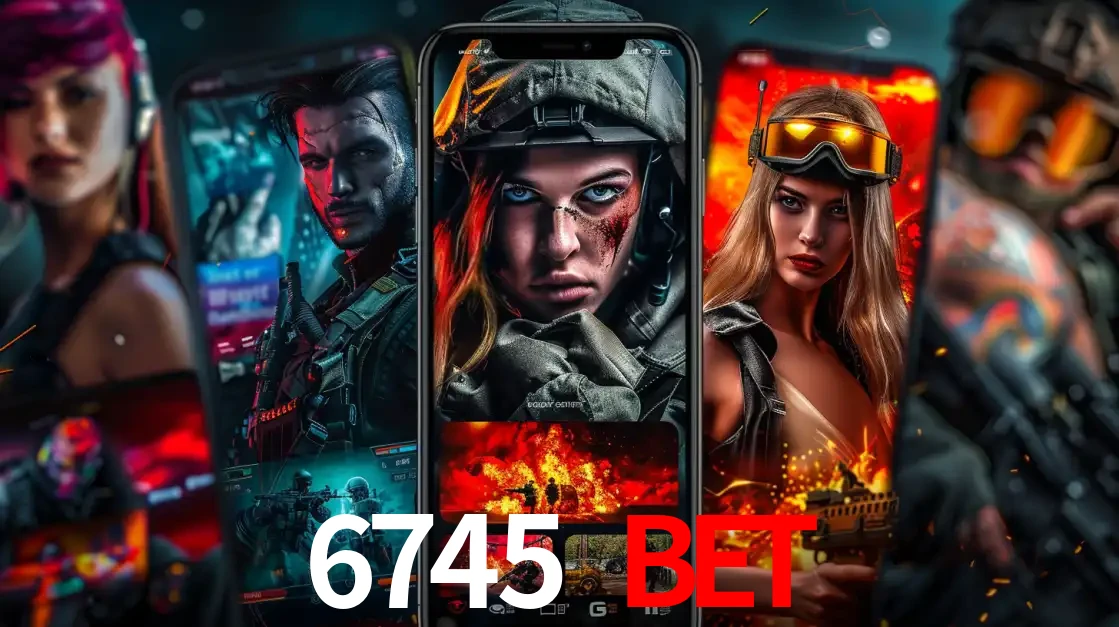 Montagem de telas de celular mostrando diversos personagens, masculinos e femininos, de um jogo de tiro, ilustrando a diversidade de equipes de e-sports para apostar no 6745 BET.