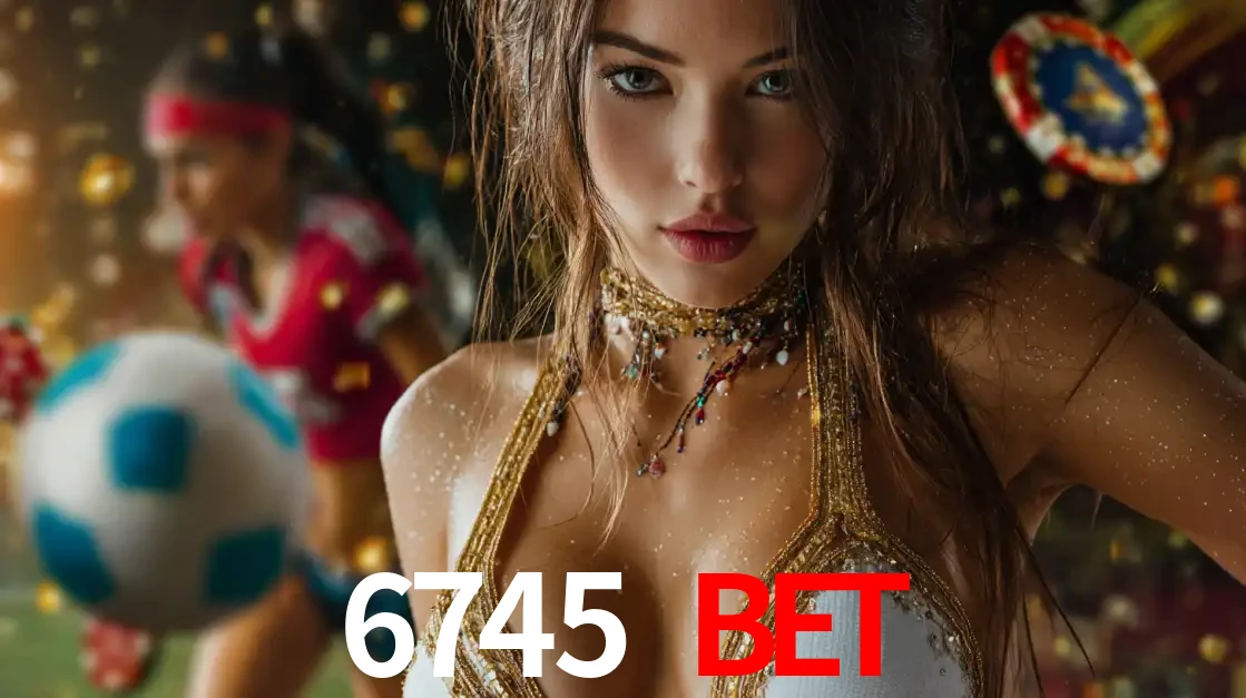 Mulher elegante representando a combinação de glamour e emoção das apostas esportivas, com uma jogadora de futebol ao fundo, destacando a ação no 6745 BET.