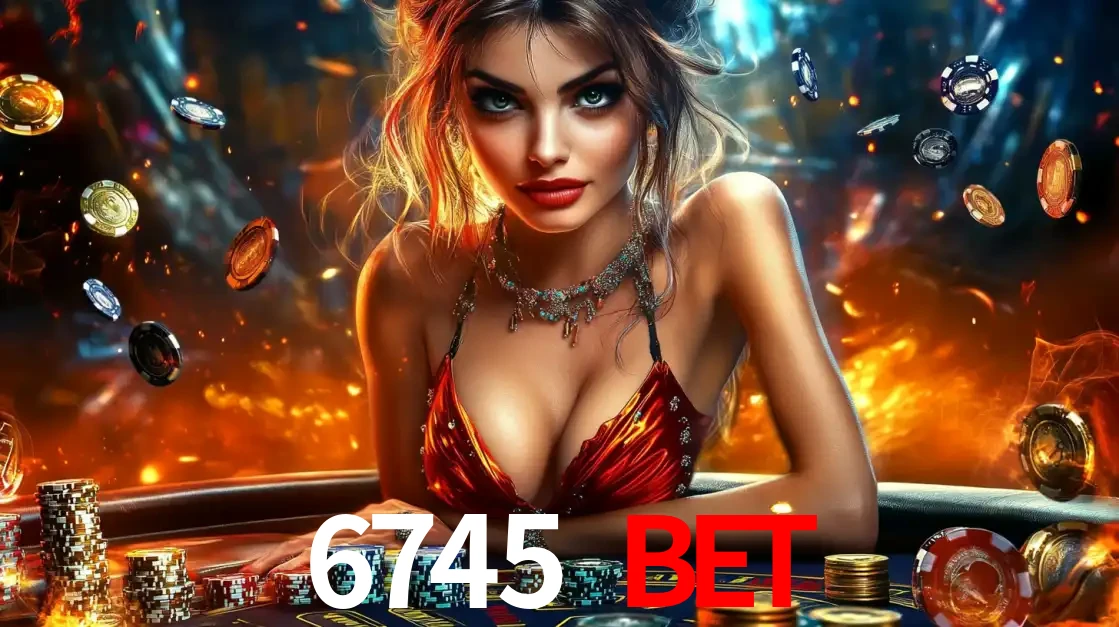 Mulher em uma mesa de cassino com pilhas de fichas e um fundo de fogo, pronta para uma rodada de altas apostas nos jogos de mesa emocionantes do cassino 6745 BET.